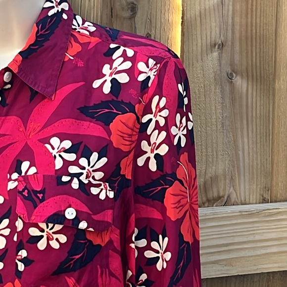 Vintage 🎈Lucky Brand Dale Hope floral Hawaiian silk M long sleeve shirt - Picture 2 of 8